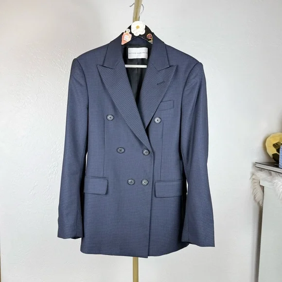 Matthew Adams Dolan Virgin Wool Gingham Blazer/Navy/Black/Small - Picture 11 of 16